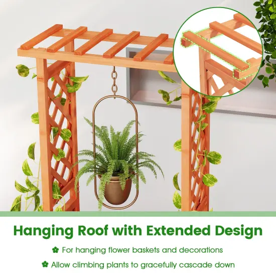 Orange Fir Wood Raised Garden Bed with Trellis and Hanging Roof 31x14x60 {6}