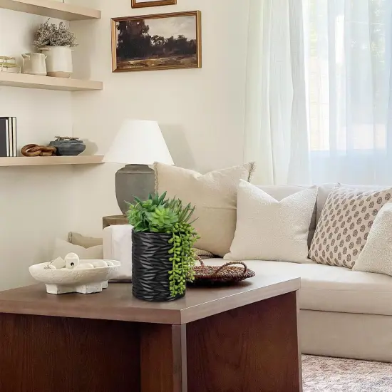 Artificial Succulents in Pots Faux Succulents Plants Fake Succulent Arrangement Potted Plants with Black Ceramic Vase for Office Desk Bathroom Shelf Living Room Indoor Home Decor Large {4}