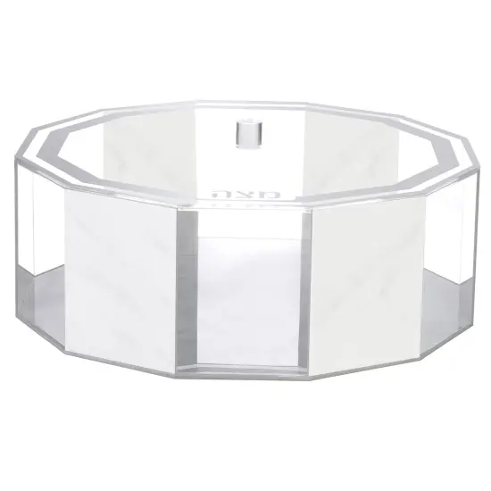 White Marble and Clear Lucite Hexagonal Passover Matzah Box Hexagon {1}