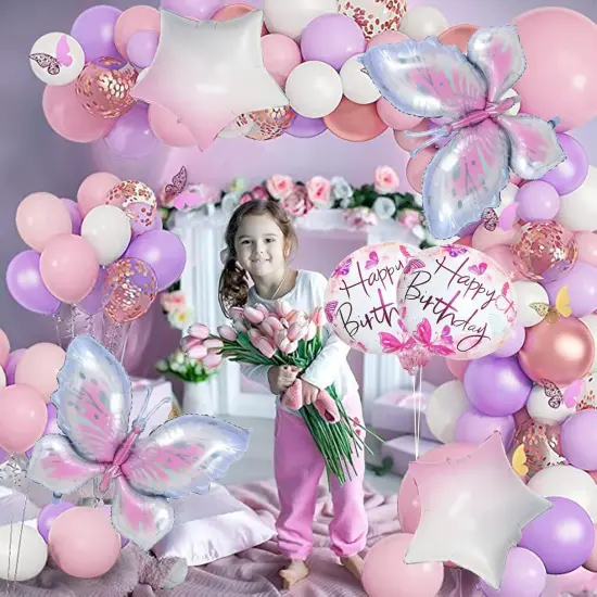 Butterfly Birthday Party Decorations Butterfly Foil Balloons for Kids Birthday Party Decoration Supplies {5}