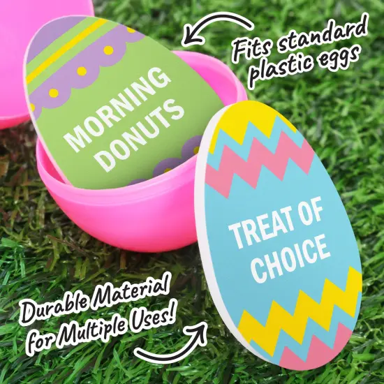 Big Dot of Happiness Hippity Hoppity Easter Egg Hunt Token Stuffers, 24 Count Egg Shape Filler Tokens with Rewards for Kids, Reusable Easter Activity, Egg Hunt Supplies {4}