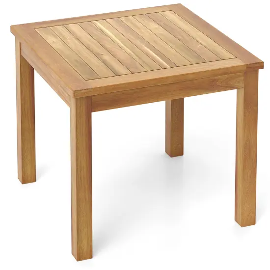 Natural Patio Teak Wood Side Table with Sturdy Frame for Indoor and Outdoor Use {1}