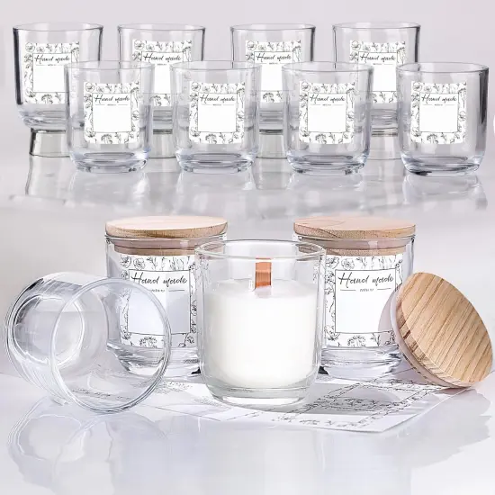 8oz Glass Candle Jars with Lids - 12pcs Set for Candle Making, Versatile Storage of Herbs, Sugar Scrubs - Ideal Containers for DIY Gifts, Empty Candle Jars Kit with High Clarity & Durability {1}