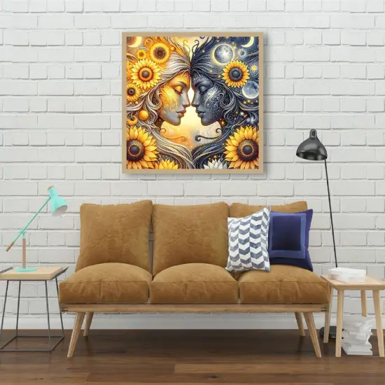 Diamond Art Kits for Adults - Sunflower Sun Moon Diamond Painting Kits DIY 5D Full Drill Diamond Dots Paintings with Diamonds Gem Art and Crafts for Home Decor 12x12 Inch {3}