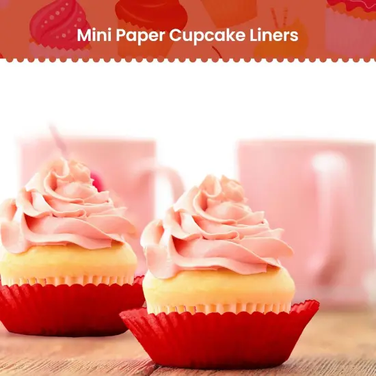 Mini Cupcake Liners 1 Inch Paper Cupcake Wrappers Baking Cups Small Muffin Liners 1000 Pieces Dessert Wrappers for Christmas Festival, Wine Red {5}