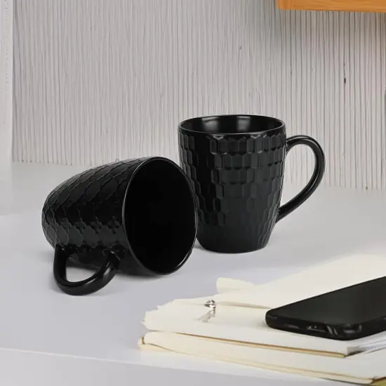 16 OZ Coffee Mugs Set of 6, Black Ceramic Coffee Mug {5}