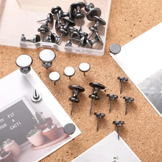 Metal Push Pins, 35 Pieces Large Double Headed Picture Hanging Nails and Black Thumb Tacks for Wall Cork Board Poster Hanging, Wall Pins Wall Tacks for Office Home Decor {4}