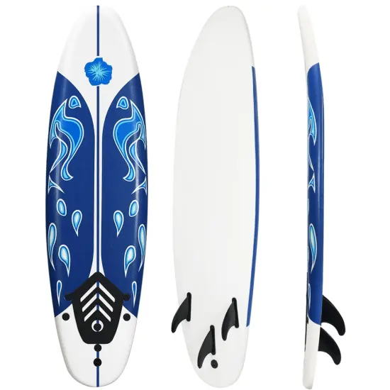 Foam Surfboard EPE EPS PP Lightweight Removable Fins White {4}