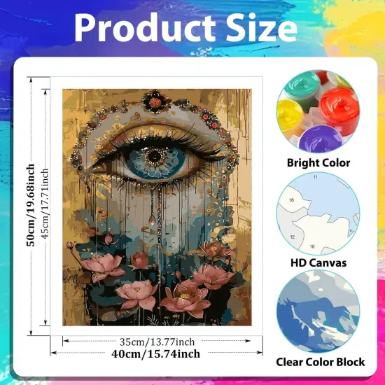 Paint by Numbers Kit for Adults Eye, Paint by Number Eye and Lotus, Paint by Numbers Kit for Adults Beginner for Gift and Home Wall Decor 16x20 Inch {2}