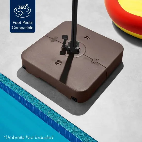 Best Choice Products Heavy-Duty Outdoor Cantilever Base Stand w/ Wheels, Locks, Fillable 330lb Capacity Brown {6}