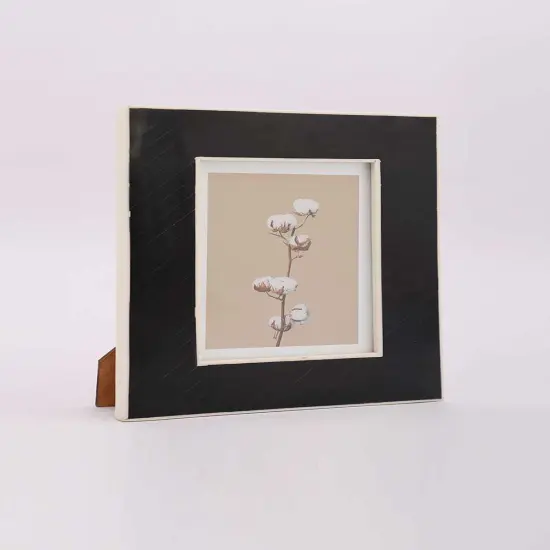 Decorative Striped Pattern Black Resin Tabletop Photo Frame, 5"x7" {3}