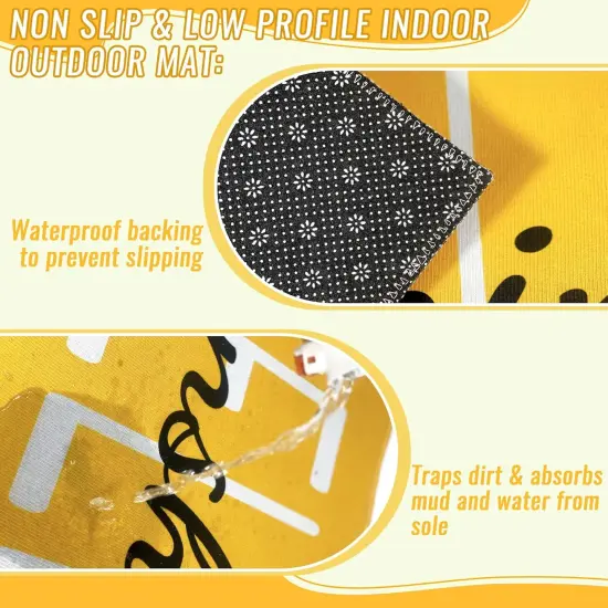 Hello Sunshine Door Mat Summer Doormat 17 X 29 Inch Yellow Doormat Decorative Entrance Mat Non-Slip Rubber Backing Floor Mat Washable Seasonal Welcome Rugs for Indoor Outdoor {3}