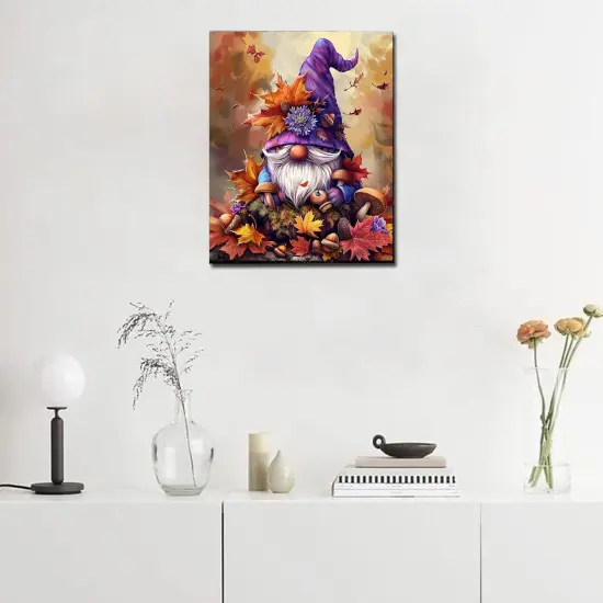 Harvest gnome Paint by Number for Adults Beginner,Falling Leaves and Mushrooms Paint by Numbers,Fall Decor Paint by Numbers Kits Suitable for Thanksgiving Day Decoration Without Frame 16x20 Inch {3}