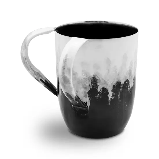 Black & White Watercolour Design Stainless Steel Wash Cup {1}