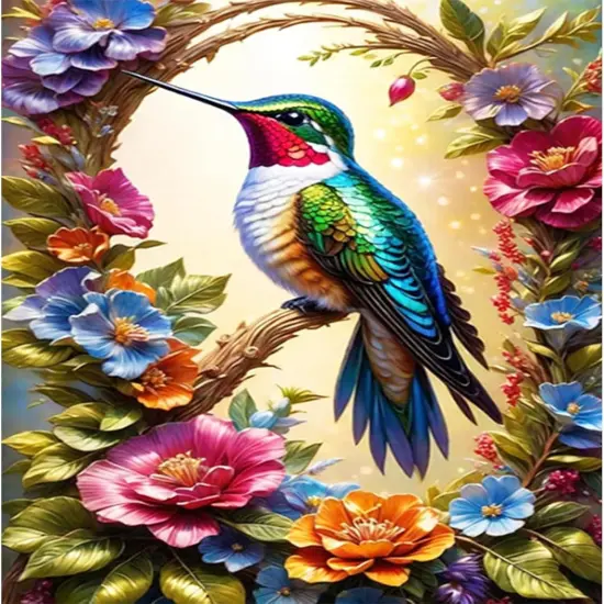 Hummingbird Diamond Painting Kits for Adults-Diamond Art for Adult Hummingbird {1}