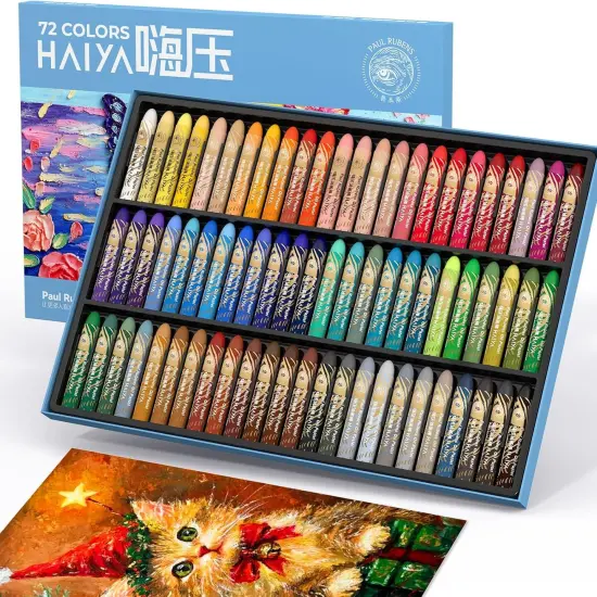 Oil Pastel, 72 Vibrant Colors Soft Oil Pastel Set, Creamy texture Easy to Blend Oil Pastels professional, Bullet Heads Oil Pastels for Artists, Painting, Drawing, Beginners (New Packaging) {1}