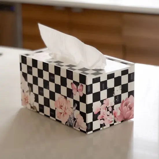 Black Chic Checkered Tissue Box {2}