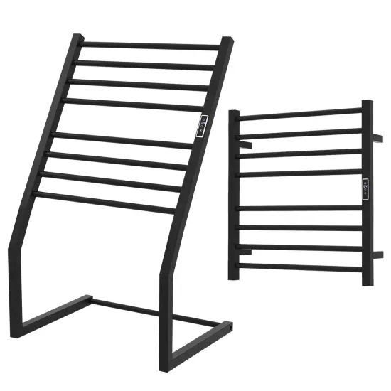 Wall-Mounted or Freestanding Heated Towel Rack with LED Display and Timer {4}