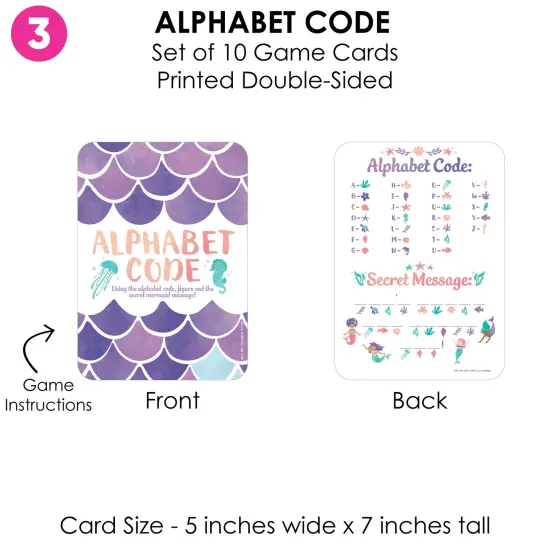 Big Dot of Happiness Mermaid Party Games Bundle Pack, Birthday Party Activities & Games for Girls, Mermaid Coloring Activity, 4 Games for 10 Guests {7}