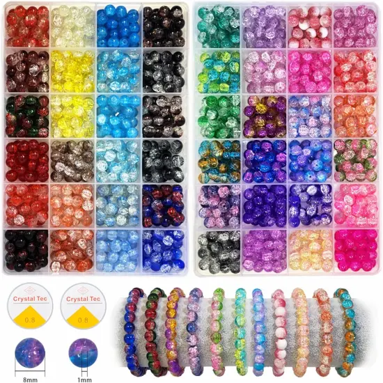 1200PCS 8mm Glass Beads Bracelet Making Kit {1}