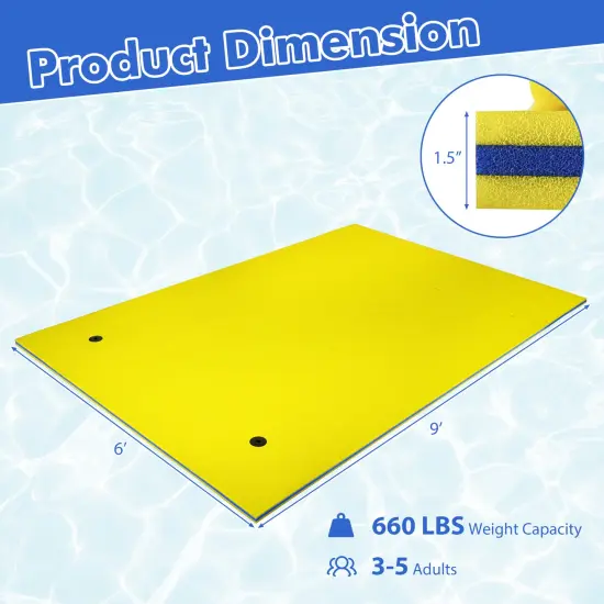 XPE Foam Water Pad with Rolling Pillow and 666.5 lbs Capacity Yellow {3}
