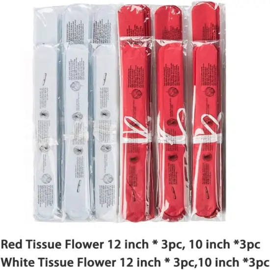 Red Paper Flower Tissue Pom Poms Party Supplies (red,white,12pc) {2}