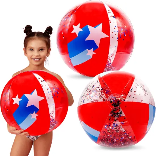 4E's Novelty 2 Pack Patriotic Beach Balls &ndash; 22&rsquo;&rsquo; Inflatable Balls, 4th of July Party Supplies {1}