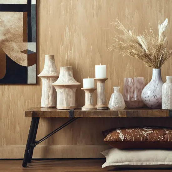 Brown EcoMix Pillar Tall Candle Holder &ndash; Sustainable Candle Stand for Elegant Lighting - 4 X 4 X 7" {2}