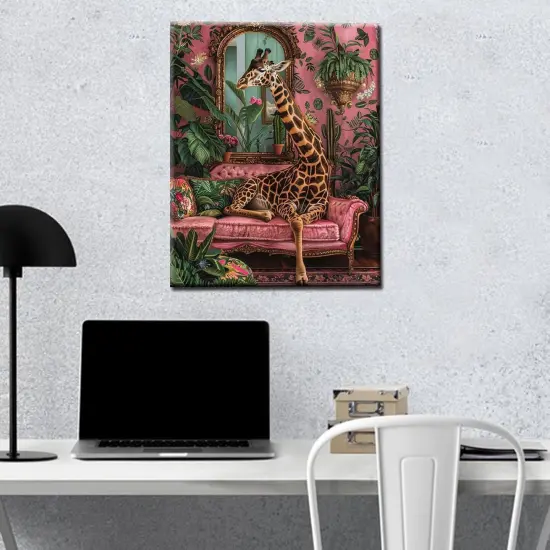 Cute Giraffe Paint by Numbers Botanical Paint by Numbers Kits Children,Cactus Tree Painting Art Craft on Canvas with Brushes Acrylic Pigment Drawings Gift Without Framed 16''W x 20''H {3}