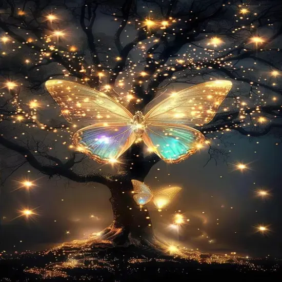 Butterfly tree Diamond Art Painting Kits for Adults, Full Drill Diamond Dots Paintings for Beginners, Round 5D Paint with Diamonds Pictures Gem Art Painting Kits DIY Crafts Kits 【11.8x15.7inch】 {1}