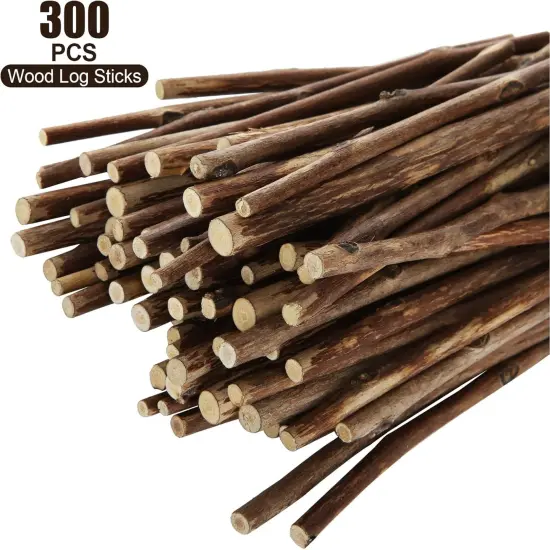 300PCS 4 inch Wood Log Sticks for Crafts - Natural Twigs Sticks- Birch Wood Craft Sticks for DIY Rustic Home Decor School Projects Crafting Filler, 0.08-0.15 Inch in Diameter {3}