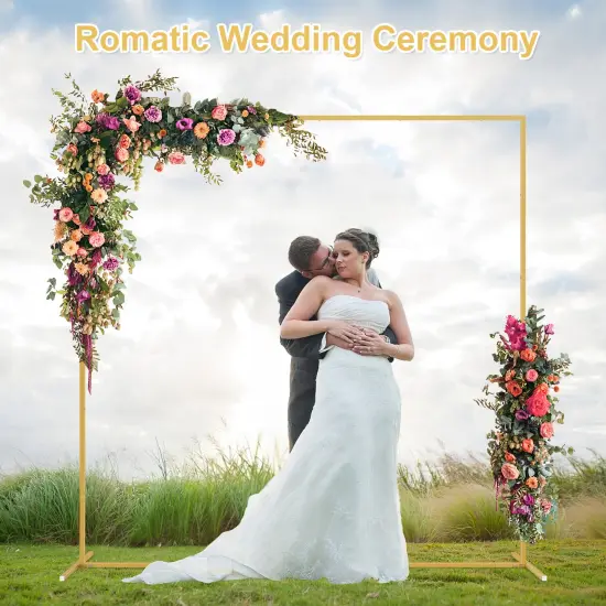 6.6FT Metal Square Backdrop Stand &ndash; Heavy Duty Balloon Arch Kit for Weddings, Parties, Photo Booth Decor (Indoor/Outdoor, Reusable, Detachable) Gold {3}