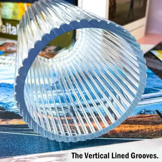 9.8" Flower Vase for Decor Ribbed Glass Vase Modern for Centerpieces Desktop Home Office Dining Living Room Wedding (Clear) {4}