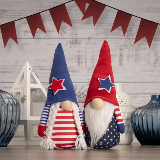 Northlight 10.5" Americana Boy 4th of July Patriotic Gnome Blue {3}