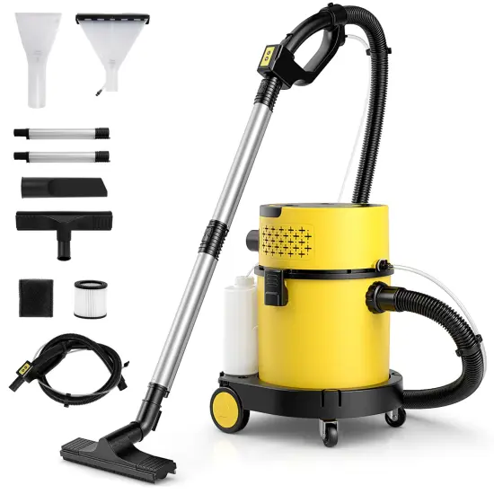 Yellow 4-in-1 Portable Wet Dry Vacuum Cleaner with 2-Button Remote Controller and Smooth Caster Wheel {5}