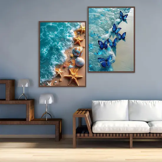 2 Pack Diamond Painting Kits for Adults, 5D DIY Beach Diamond Art Kits for Adults Full Drill Round Paint Diamond Dots Gems Art Crafts Painting Kits for Home Wall Decor 12x16Inch {4}