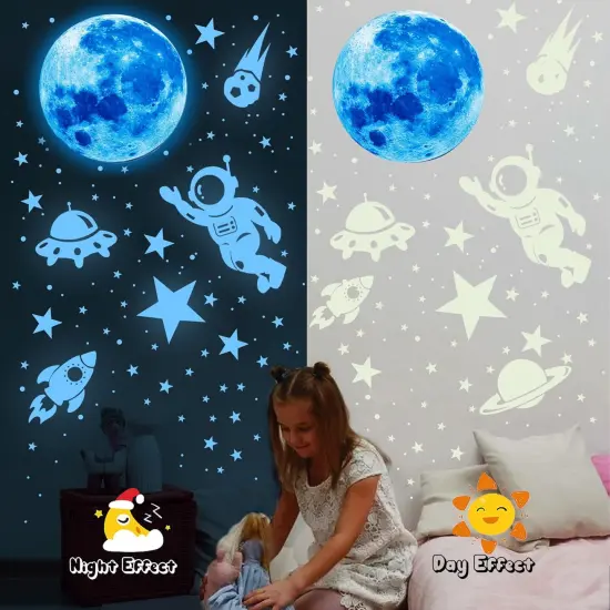 Glowing Stars for Ceiling,Glow in The Dark Stars,Space Wall Decals Solar System Galaxy Planets Wall Stickers for Kids, Wall Decor for Girls Kids Bedroom Nursery Birthday Party Favor {4}