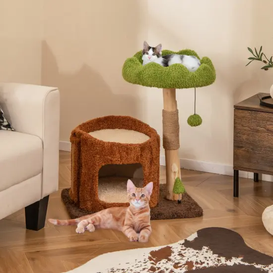 Multi-Level Cat Tree Tower with Scratching Posts and Cute Hanging Ball Ideal for Indoor Use {2}