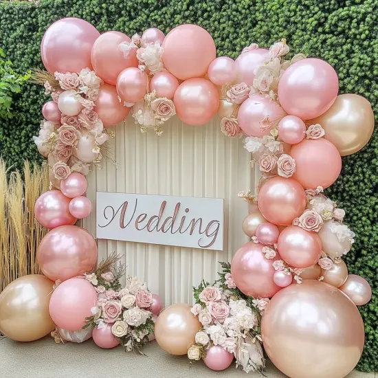 Pearl Pink Balloons Double Stuffed Pastel Light Pink Balloon Arch Kit Thick Latex Different Sizes 18/12/5in Balloon Garland For Valentines Day Baby Shower Wedding Birthday Party Decor {2}
