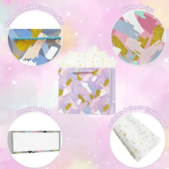 4Pcs 9.8" Small Size Gift Bag with Handles for Women Men Boy Girls Baby Kids {2}