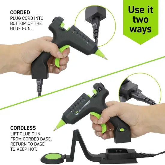 Cordless/Corded High Temperature Mini Hot Glue Gun With Detail Tip, 20 Watt, Recharge With Portable Heat Stand (CL-195F),Black {3}
