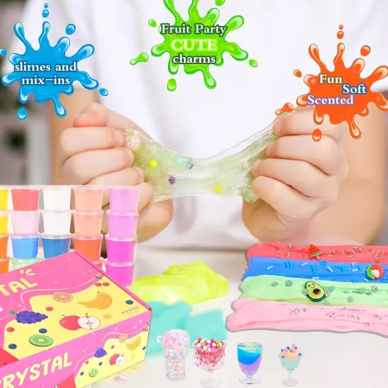 Fruit Slime Kit for Girls, Slime Gift for Ages 6+ Kids Fun Slime Making Kit Awesome Craft Toy Birthday Present Ideas, Christmas Party Favors, Peach Charms, Fruit Scented DIY Slime Supplies. {3}