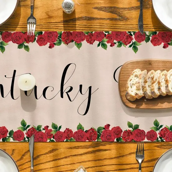 Run for The Roses Horse Race Kentucky Derby Table Runner, Sports Kitchen Dining Table Decoration for Home Party Decor 13x72 Inch {3}