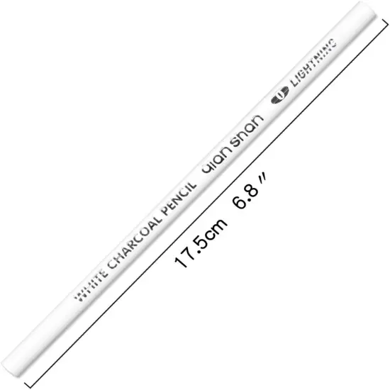 2 Pcs White Sketch Charcoal Pencils -Professional Hight Quality Sketch Highlight White Charcoal Wooden Pencils for Artist Drawing, Sketching, Blending {2}