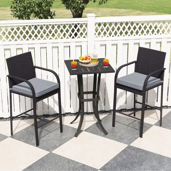 3-Piece Patio Bar Height Chairs and Square Table Set Perfect for Any Outdoor Setting {2}
