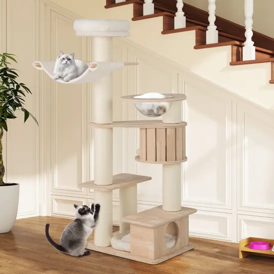 69 Inches Tall Cat Tree with Cozy Top Perch and Washable Plush Cushions {3}