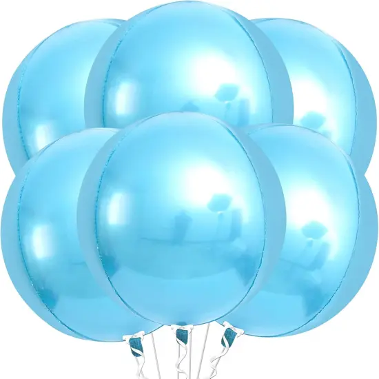 Light Blue Foil Balloons - 22 Inch, Pack of 6 | Light Blue Metallic Balloons | Baby Foil Balloons for Gender Reveal Decorations | Shark Theme Birthday Decor {1}
