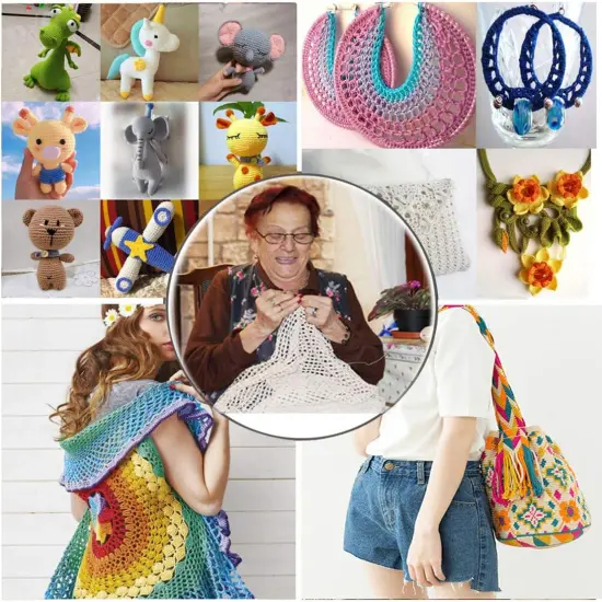 Crochet Kits with Bag, Beginner Crochet Kits Includes 18 Yarn Skeins & 12 Ergonomic Crochet Hooks {5}