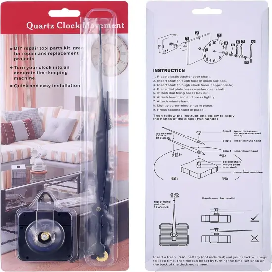 High Couple Quartz Clock Movement Replacement Parts with Long Hands and Spade Hanger 208mm/8.2 Inch {5}