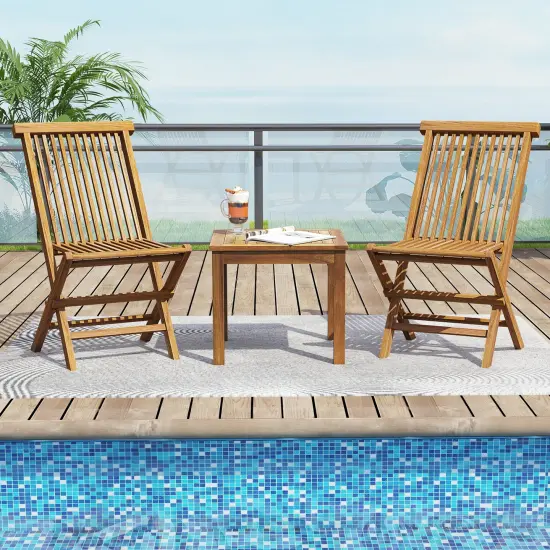 Natural Patio Teak Wood Side Table with Sturdy Frame for Indoor and Outdoor Use {6}